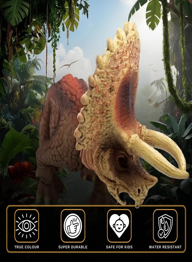 CRYA مجسم ديناصور ترايسيراتوبس، ألعاب ديناصورات ترايسيراتوبس كبيرة وواقعية للأطفال، لعبة ديناصور ترايسيراتوبس للعب والعرض، ألعاب ديناصورات العصر الجوراسي للأولاد والبنات (ترايسيراتوبس) - Image 4